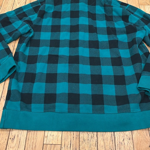 LANDS’ END Men’s green and black buffalo plaid 1/4 zip knitted sweater. Size XL - Picture 10 of 11